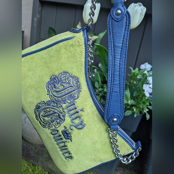 SOLD - Juicy Couture Velour Leather Baguette Bag Vintage 2000s Authentic - Picture 5 of 9